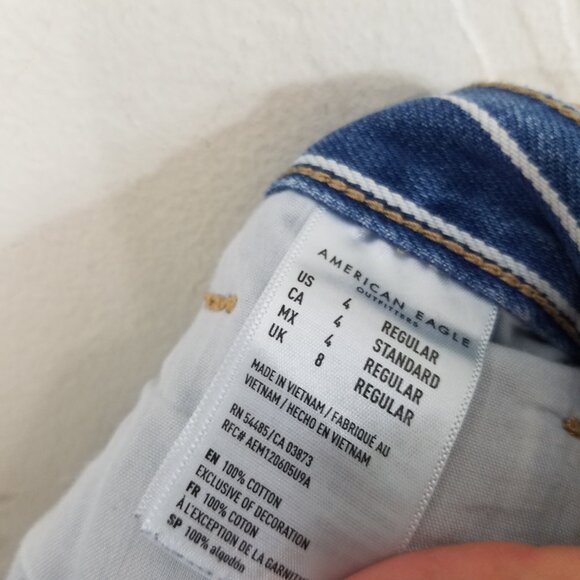 American Eagle Mom Jean Striped Blue Jeans Size 4 - Picture 7 of 7